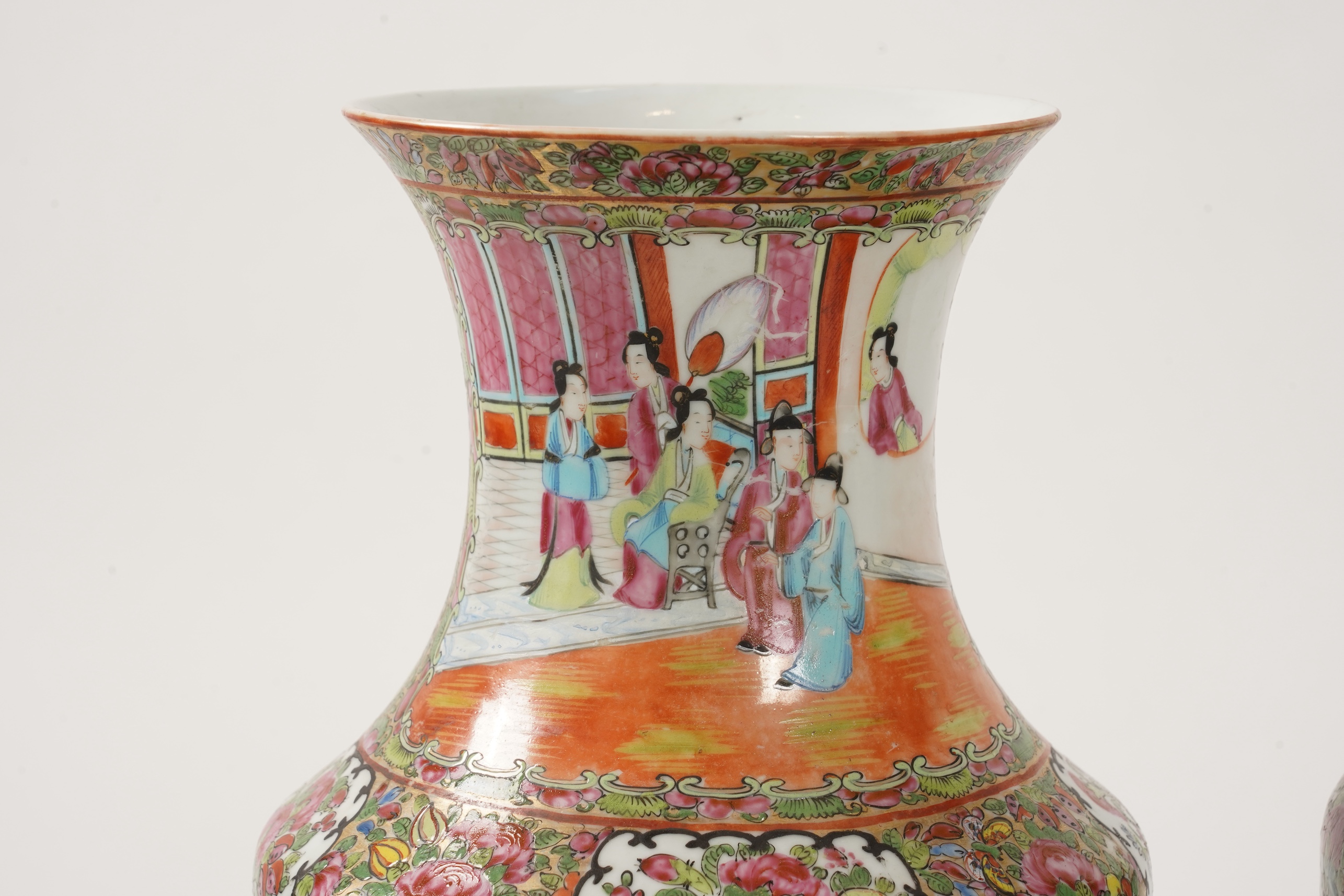 A pair of Chinese famille rose vases, 19th century